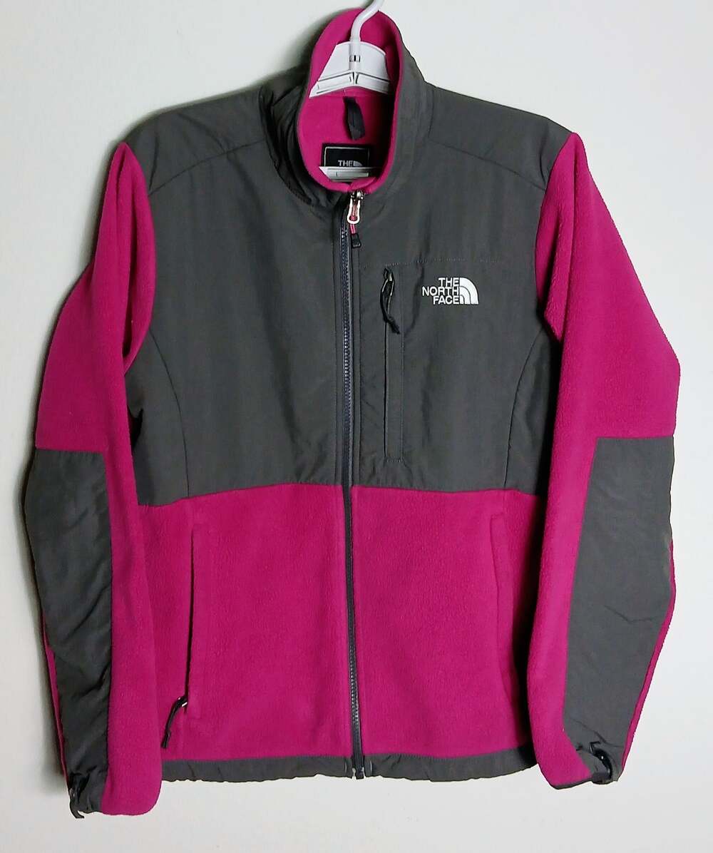 The North Face Denali Fleece Jacket Womens M Pink Gray Full Zip Polartec
